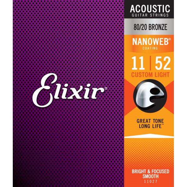 Комплект струн Elixir 80/20 Bronze NanoWeb Custom Light (AC NW CL)