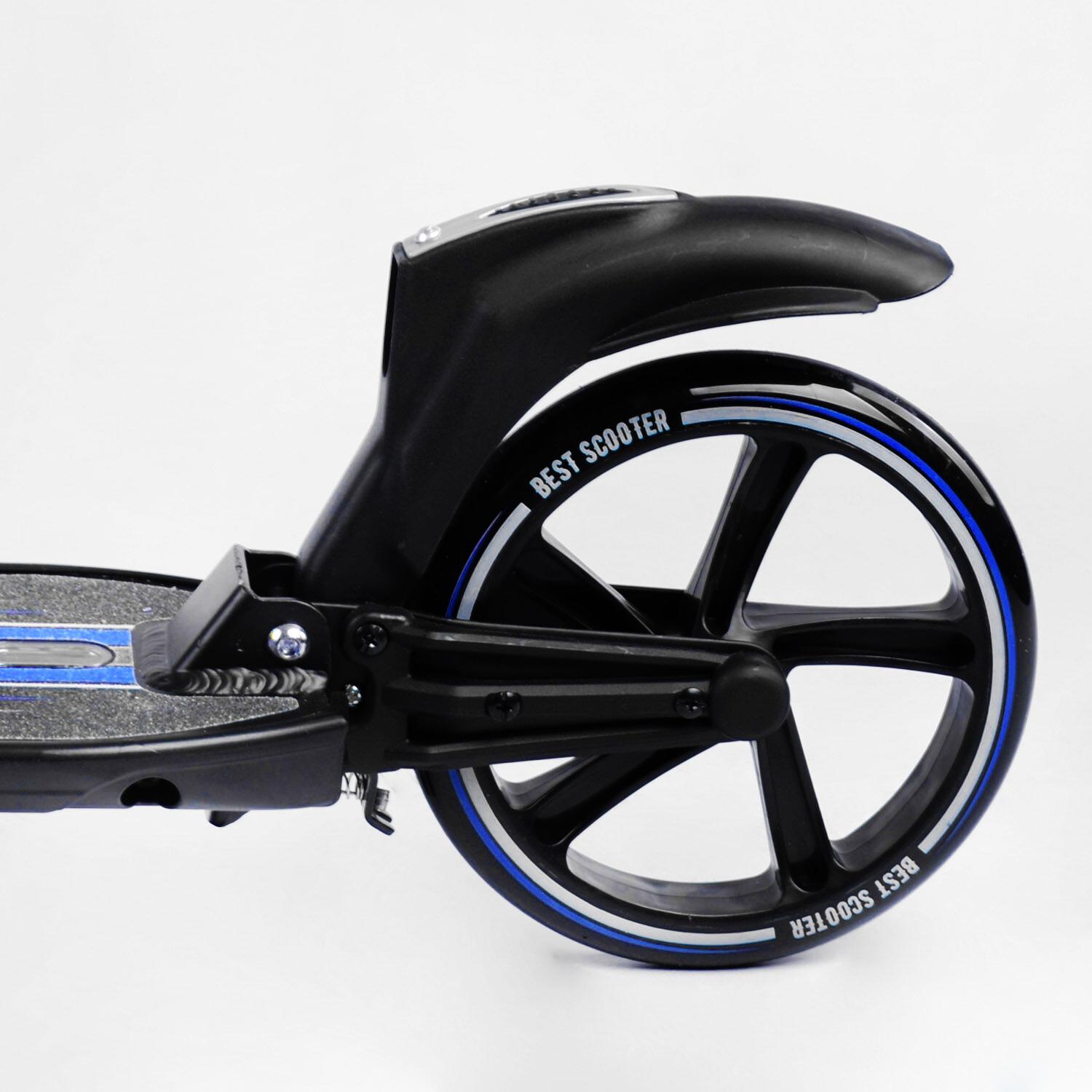 Самокат двоколісний складаний Best Scooter ліхтарик 2 амортизатора Black/Blue (114436) - фото 4