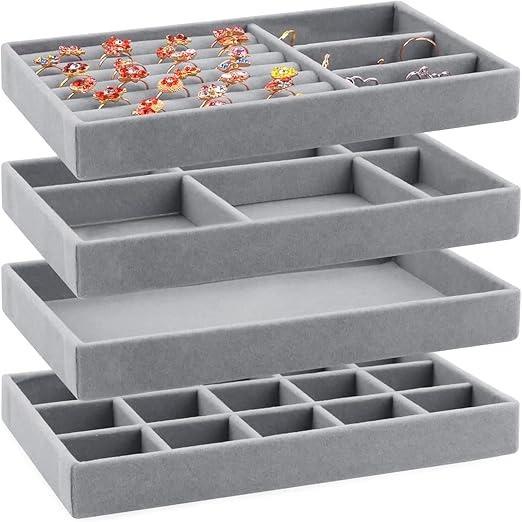 Органайзери для прикрас оксамитові 4 шт. Сірий (2399045380) Органайзери для прикрас оксамитові 4 шт. Сірий (2399045380)