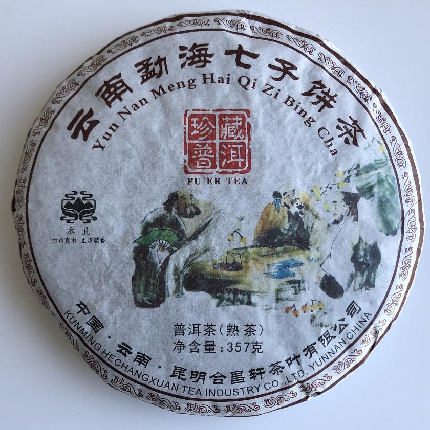 Чай Шу Пуэр Yun Nan Meng Hai Qi Zi Bing Cha Куньмин Древние Деревья 2017 год 357 г