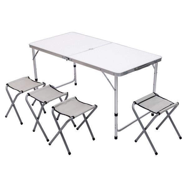 Набір складаних меблів для кемпінгу стіл і стільці 4 шт. Білий (JY-12060W)