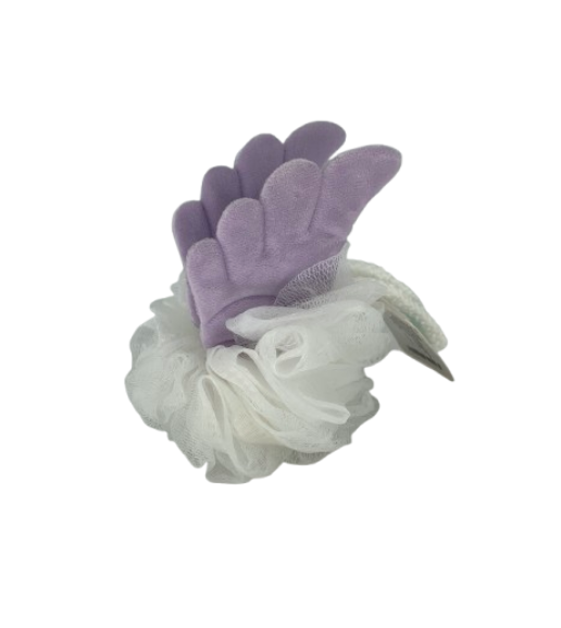 Мочалка-бант детская Stenson R90462 мягкая банная Белый с фиолетовым