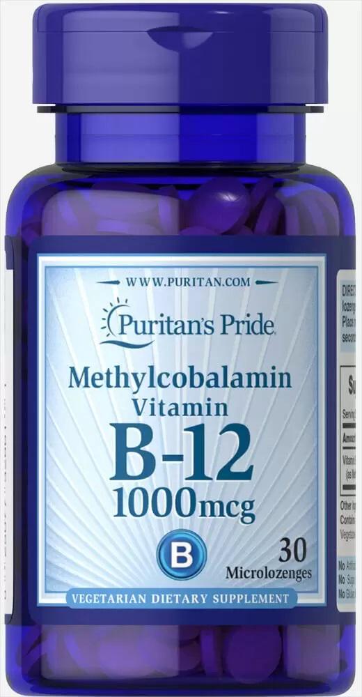 Метилкобаламин Puritan's Pride Vitamin B-12 Methylcobalamin 1000 mcg 30 Microlozenges