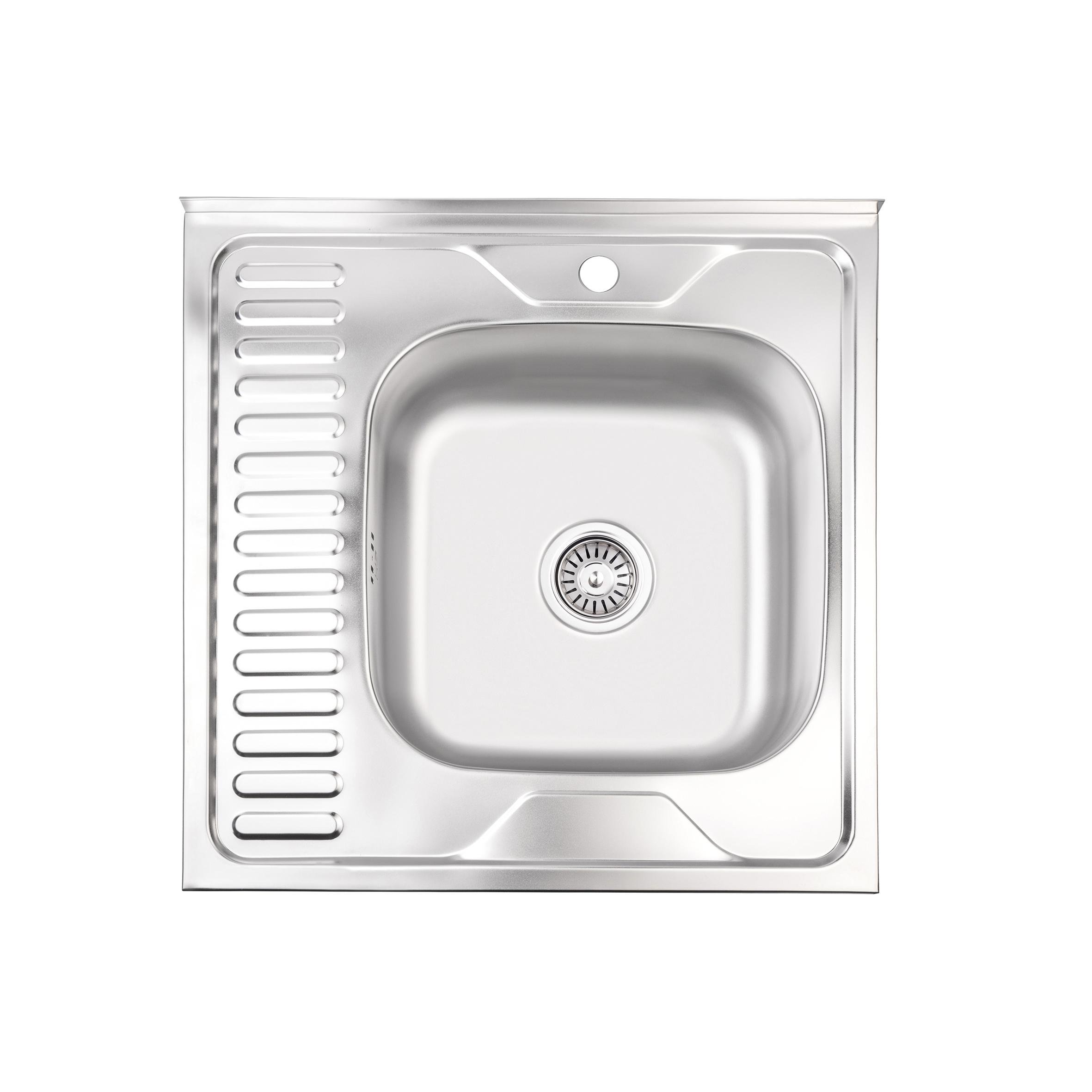 Кухонная мойка накладная Brinex из нержавеющей стали квадратная 6060-R 0,6 мм Satin (BRIN6060RSAT06)