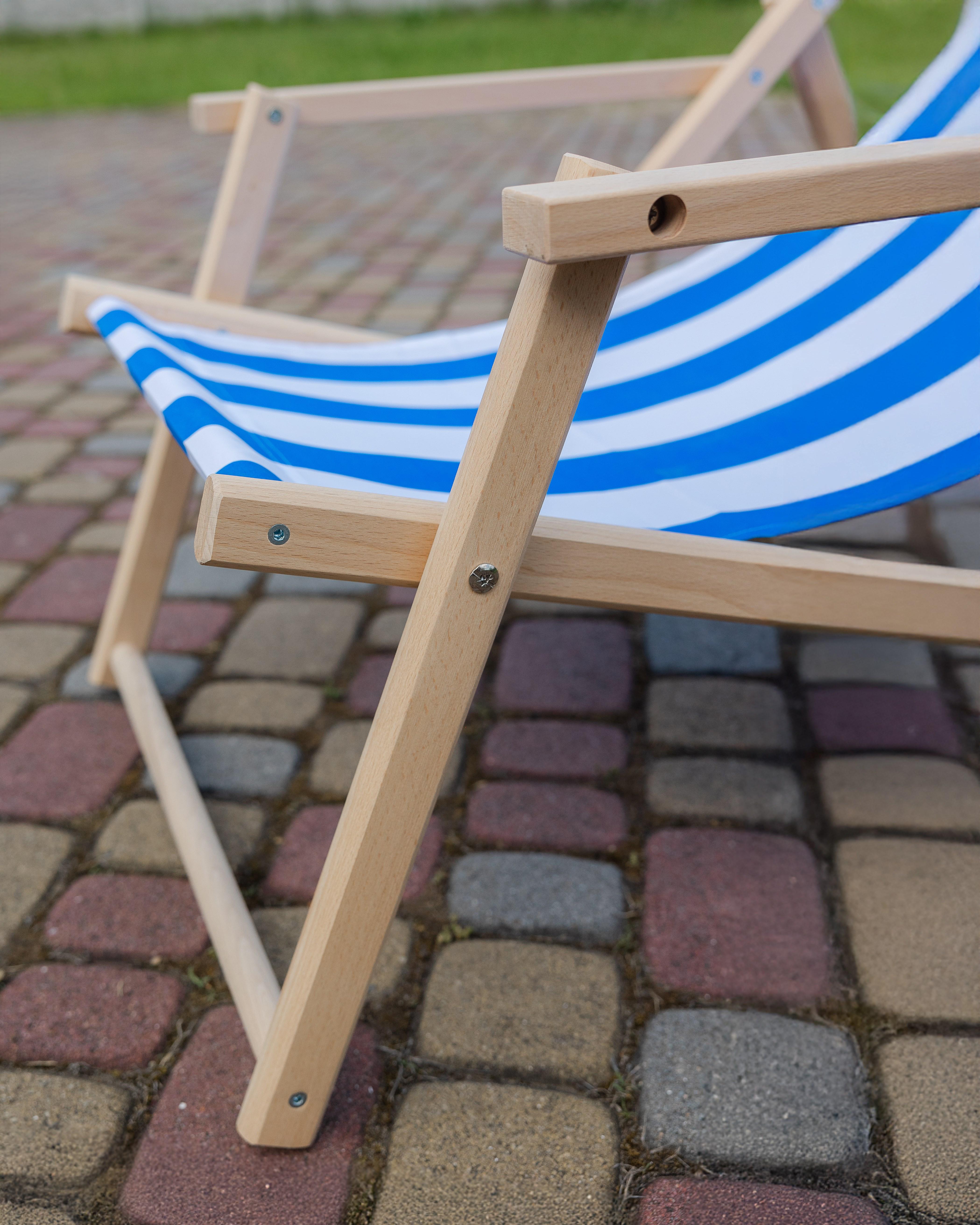 Шезлонг дерев'яний розкладний XRmaster з підлокітниками Синьо-білий (0002241) - фото 4 Шезлонг дерев'яний розкладний XRmaster з підлокітниками Синьо-білий (0002241) - фото 4