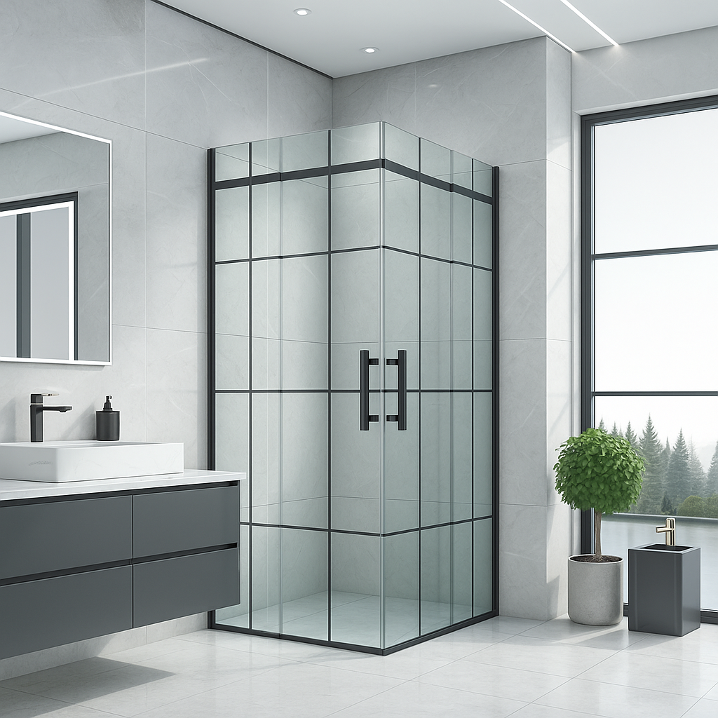 Душова кабіна Shower MERKUR без піддону прозоре скло з принтом 6 мм 90х90х190 см (C15275)