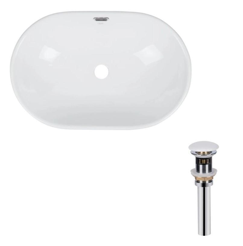Раковина врізна овальна Qtap Leo 590x400x170 мм с донним клапаном PU02O White (QT11114028WN47292)