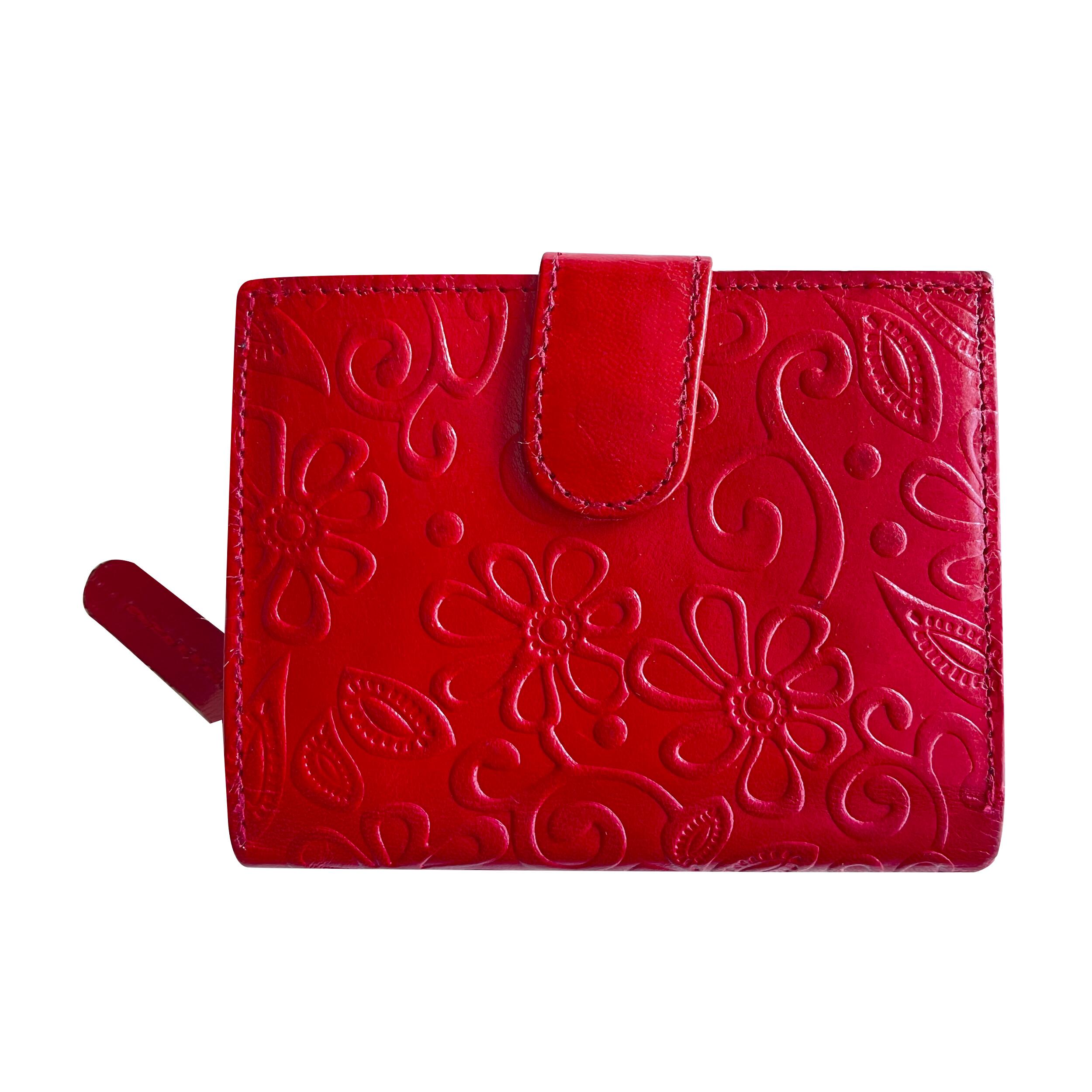 Кошелек кожаный женский Silk Route А-1938 Цветы и узоры Красный (13425528)