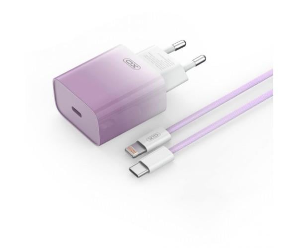 Пристрій зарядний мережевий Xo CE18 1Type-C PPD/QC Type-C to Lightning 30W Violet