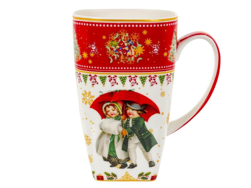 Чашка рождественская Vintage Под зонтиком фарфоровая 600 мл (924-816)