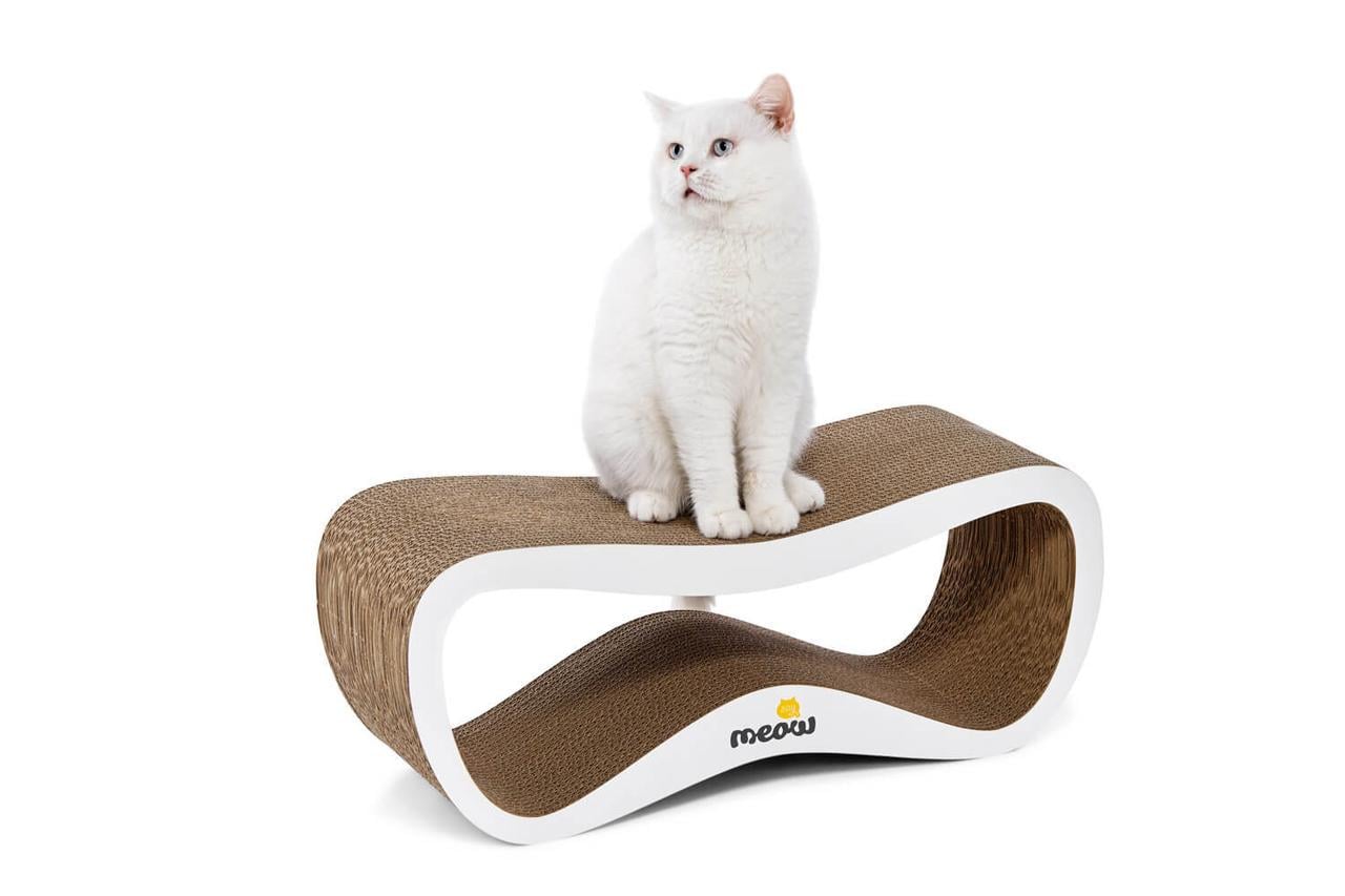 Лежанка когтеточка для кошек Say Meow с белым фасадом 67х27х24 см (1875337716)