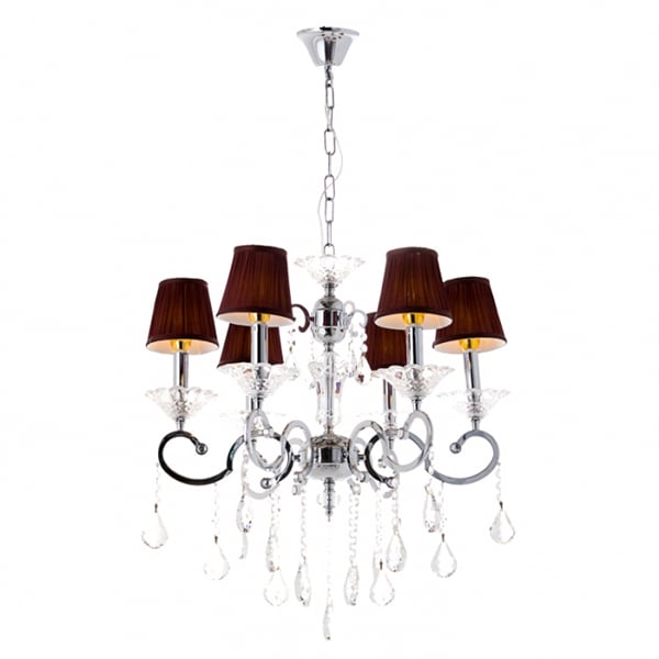 Люстра Flora c абажуром і кристалами на 6 ламп (OU002/6/chrom)