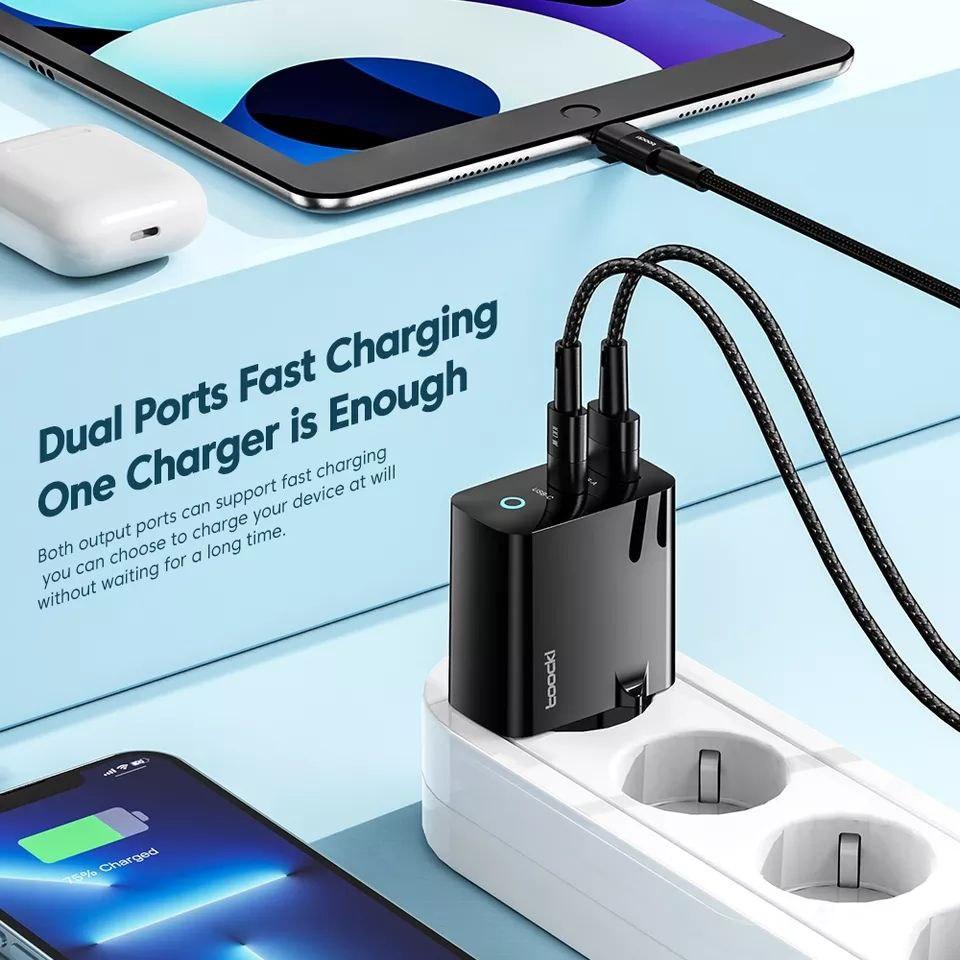Зарядний пристрій мережевий Toocki GaN 65W USB/Type-C Fast Charger 65W Black (25397373) - фото 5 Зарядний пристрій мережевий Toocki GaN 65W USB/Type-C Fast Charger 65W Black (25397373) - фото 5