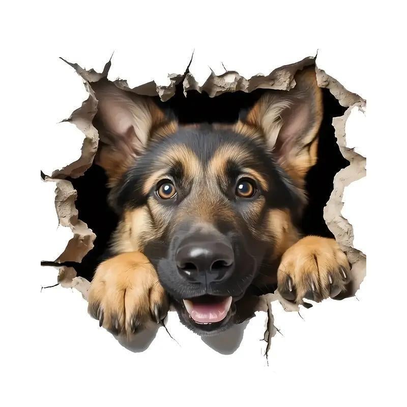 Наклейка для автомобіля Німецька вівчарка 13.9 см Коричневий (27086328)