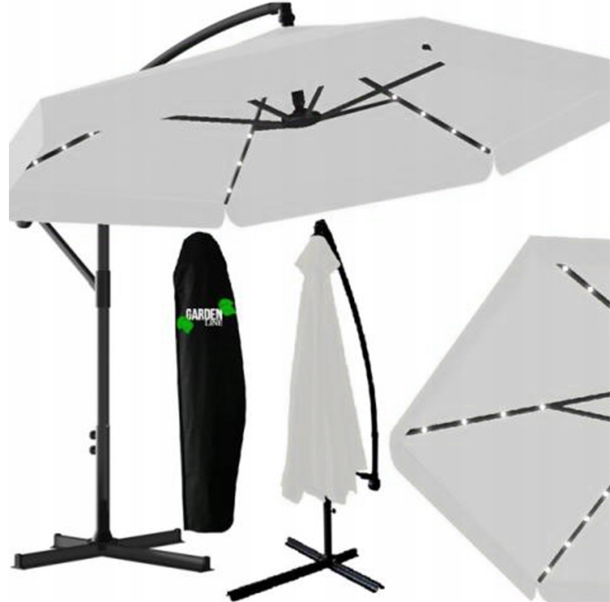 Парасоля садова GardenLine GAO1497 з LED підсвіткою та чохлом 300 см Сірий - фото 9