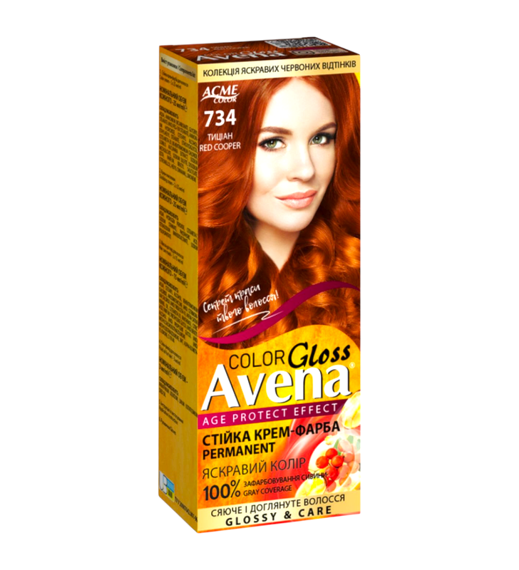 Стойкая крем-краска для волос Acme Color AVENA 734 Тициан