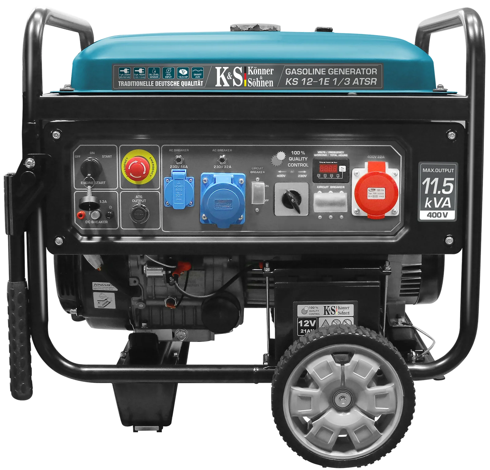 Генератор бензиновий Konner&Sohnen KS 12-1E 1/3 ATSR 230/400V VTS/ATS (01001)