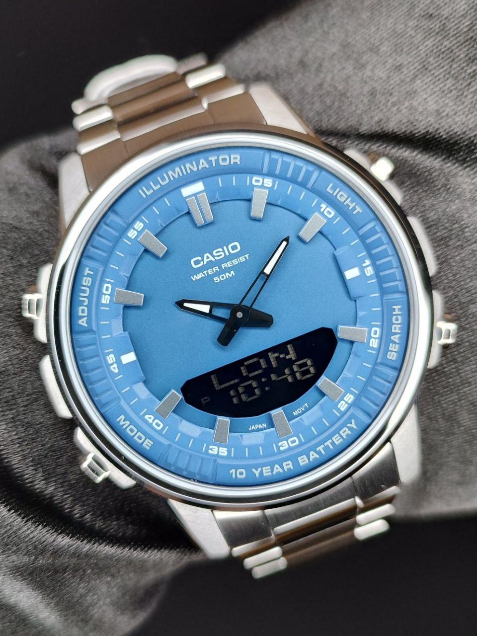 Мужские наручные часы CasioAMW-880D-2A1 Casio Collection со стальным корпусом/подсветкой Синий (2671154374)