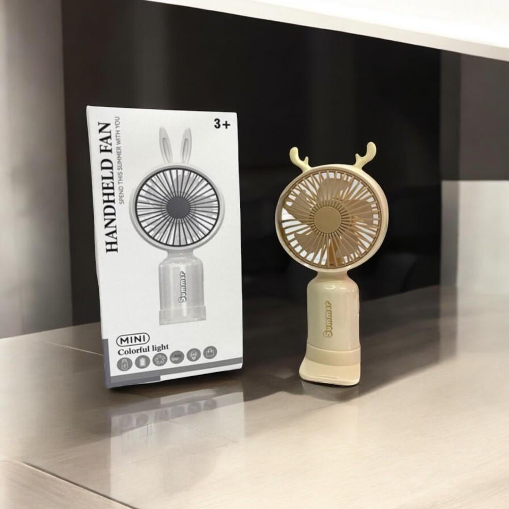 Портативный вентилятор с рожками Олень на аккумуляторе и USB Бежевый - фото 9 Портативный вентилятор с рожками Олень на аккумуляторе и USB Бежевый - фото 9