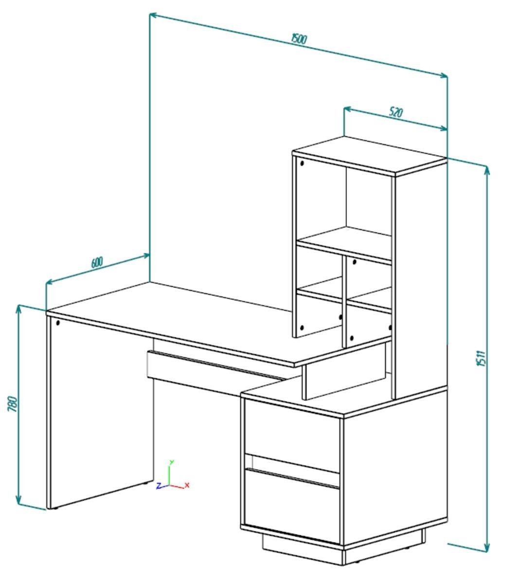 Компьютерный стол Intarsio HECTOR_D/C_R 150х60 Дуб артизан/Черный (28710944) - фото 2 Компьютерный стол Intarsio HECTOR_D/C_R 150х60 Дуб артизан/Черный (28710944) - фото 2