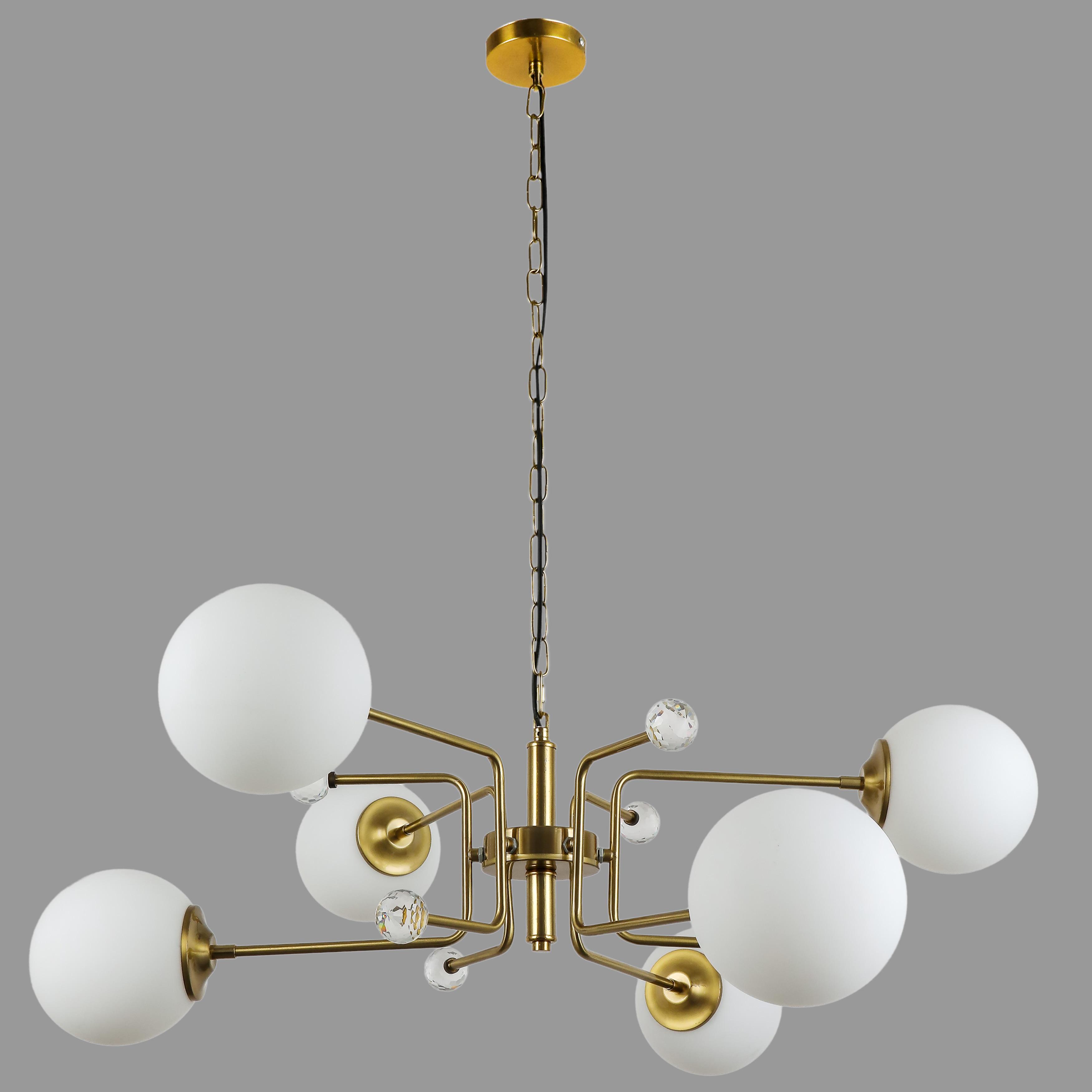 Люстра підвісна з білими плафонами на 6 ламп Бронзовий (909-XL3057-6 AB+WH)