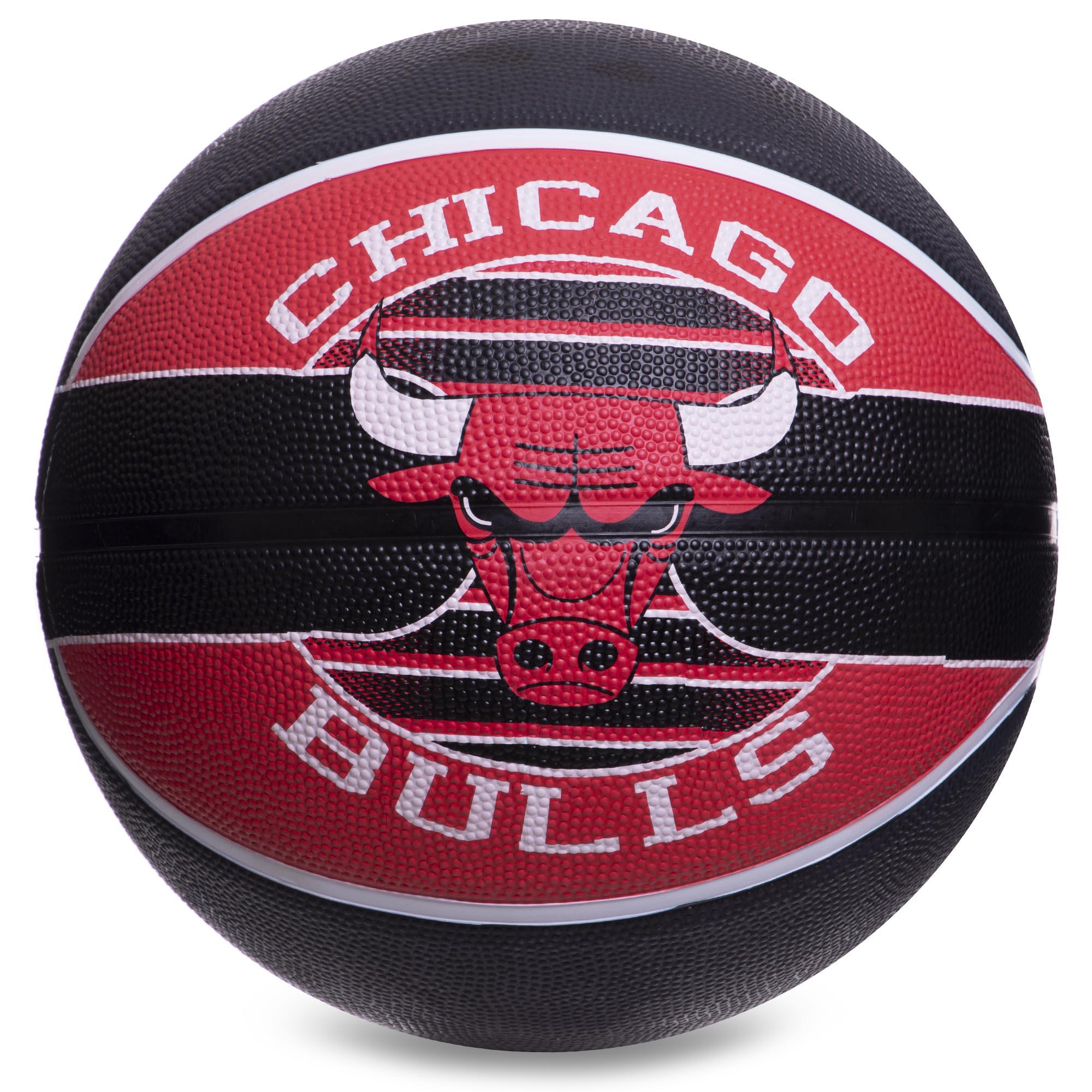М'яч баскетбольний гумовий Zelart SPALDING NBA Team CHICAGO BULLS 83503Z №7 Чорний/Червоний (DR006133)