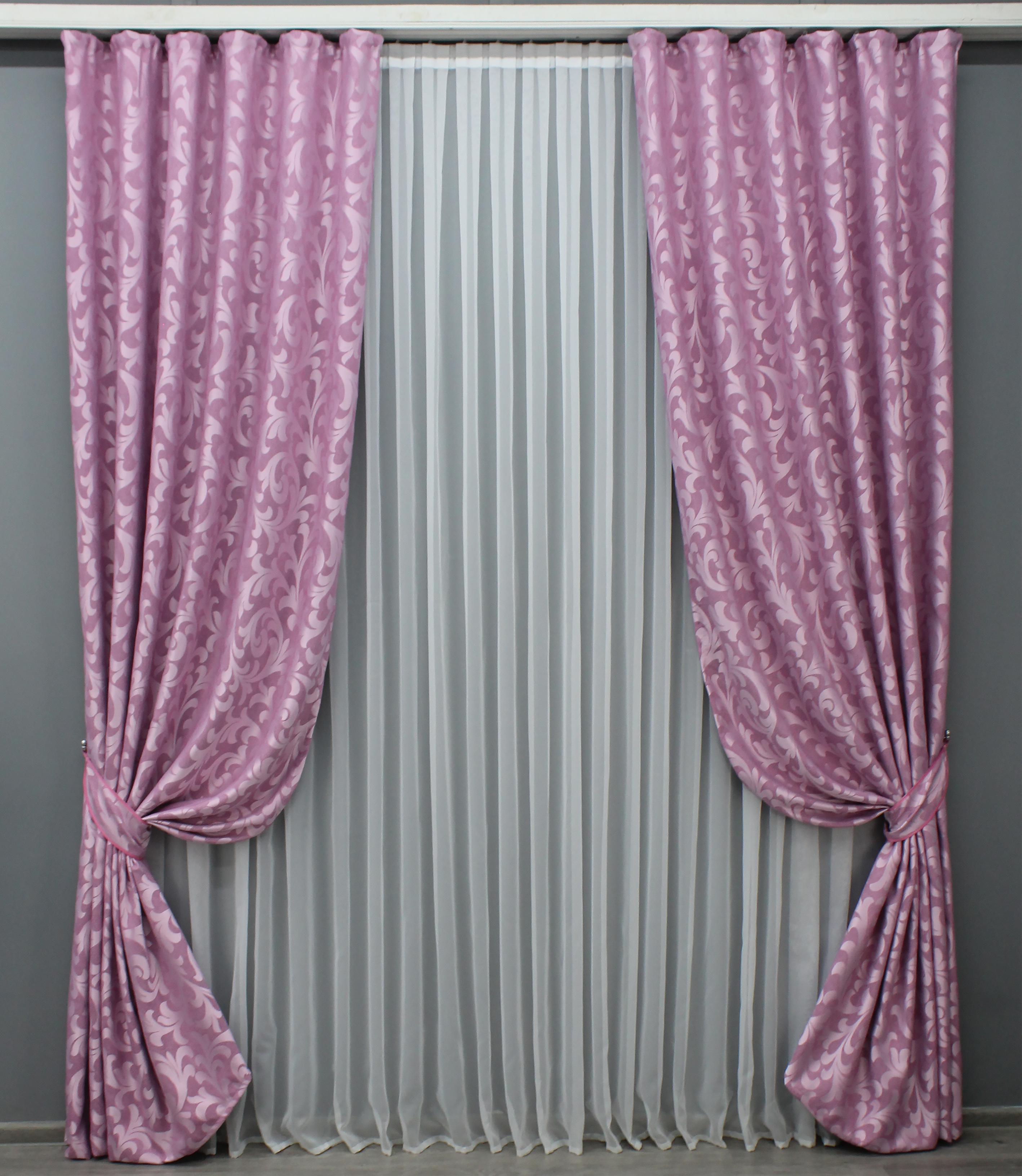 Комплект готових штор VR-Textil Льон Вензель №1431ш 100х270 см 2 шт. Рожевий (31-682) Комплект готових штор VR-Textil Льон Вензель №1431ш 100х270 см 2 шт. Рожевий (31-682)