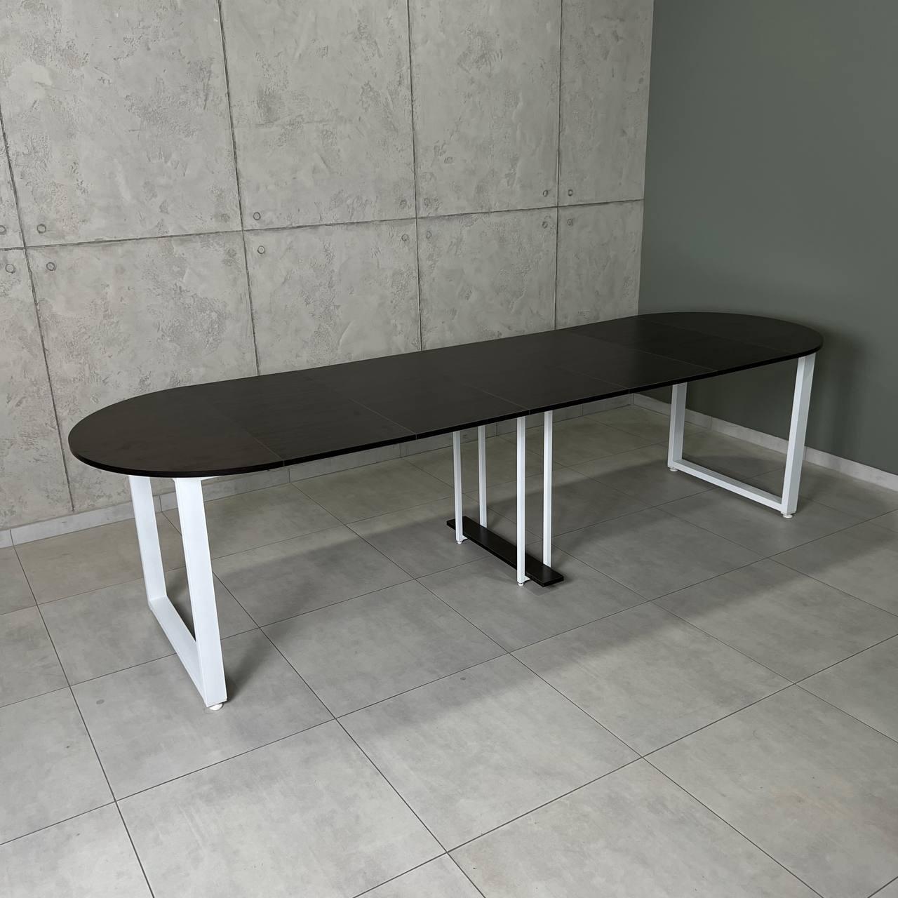 Стол кухонный LONG УТП019242 Loft овальный раздвижной 3,5 м Дуб венге/Белый мет - фото 2 Стол кухонный LONG УТП019242 Loft овальный раздвижной 3,5 м Дуб венге/Белый мет - фото 2