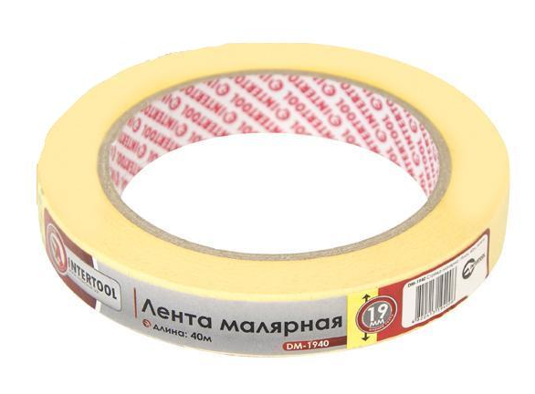 Лента малярная Intertool DM-1940 19 мм 40 м Желтый (10090562)