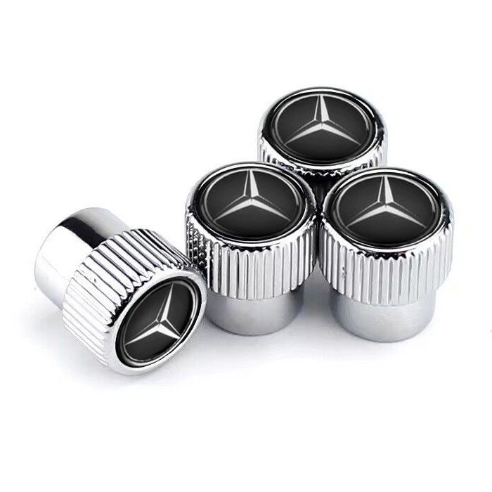 Набір ковпачків на ніпель SUNROZ Caps для Mercedes Premium Style 4 шт. Silver (A67580)