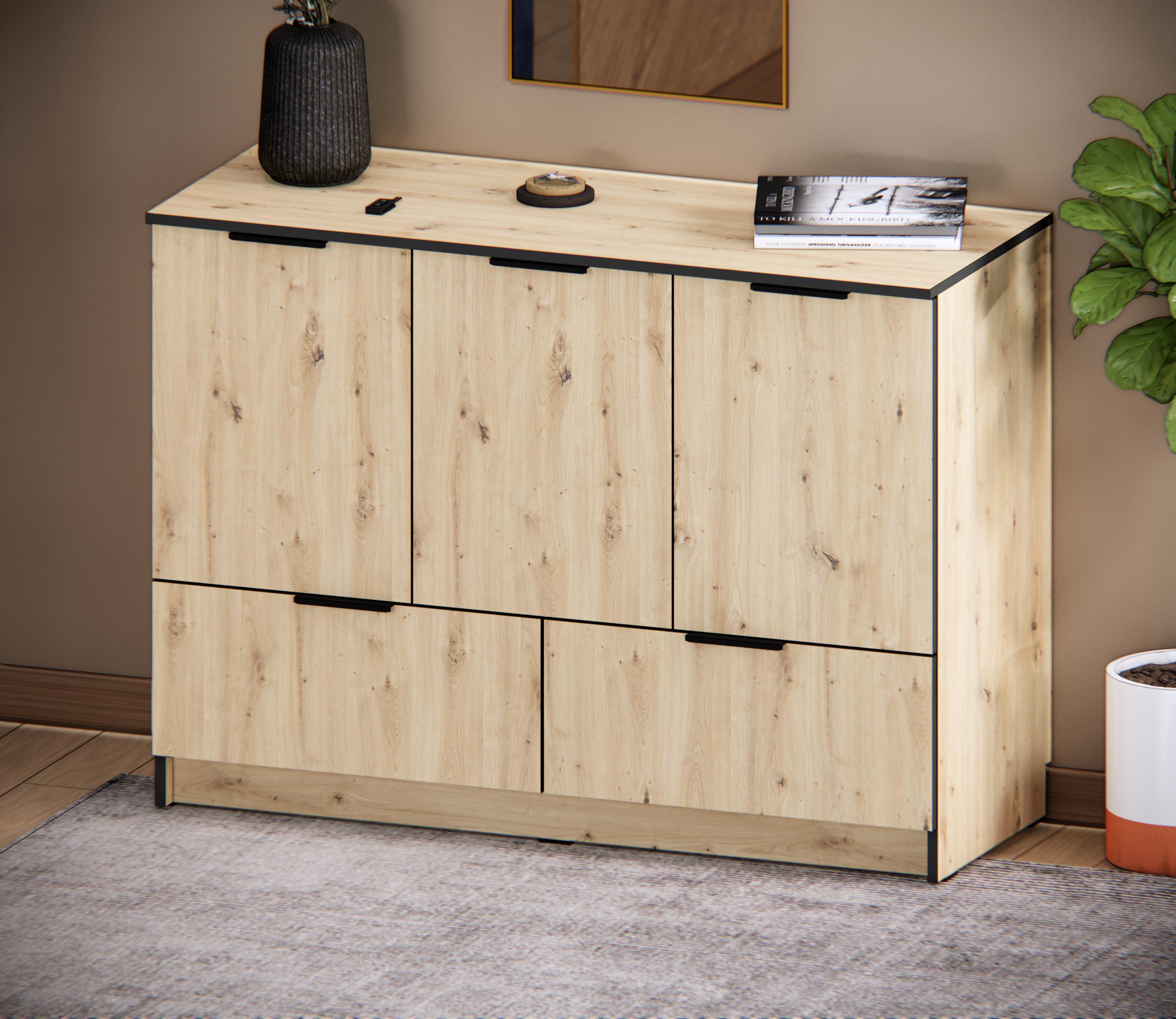 Комод с ящиками и полками GYLKA Артизан/Графит (DR.B.1220AR) Комод с ящиками и полками GYLKA Артизан/Графит (DR.B.1220AR)