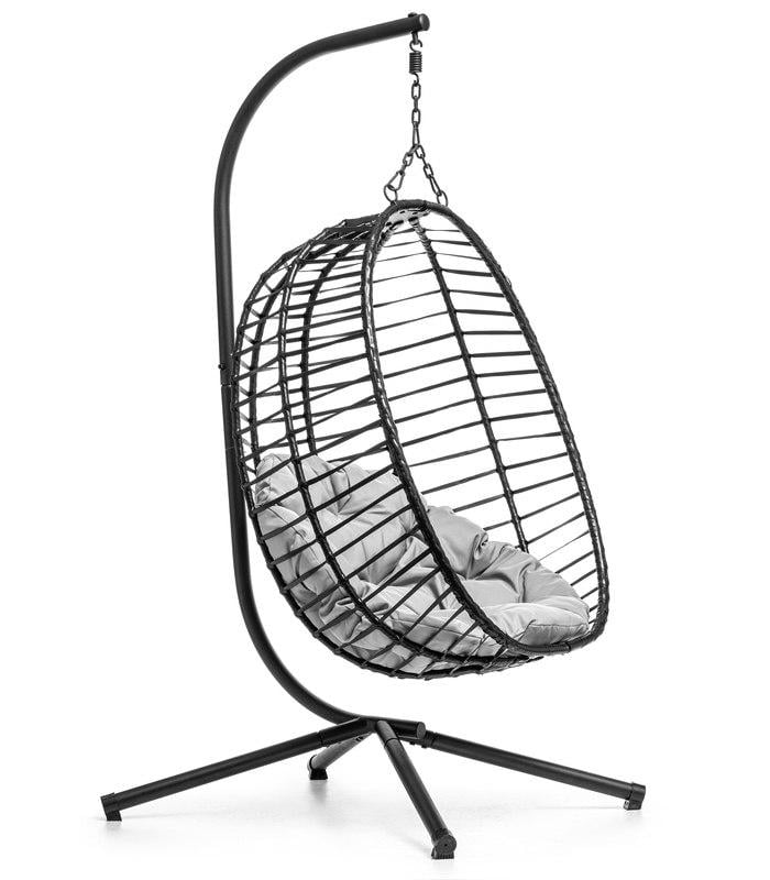Садовое кресло-качалка кокон SAN VITO с мягкой подушкой черное (6543322)