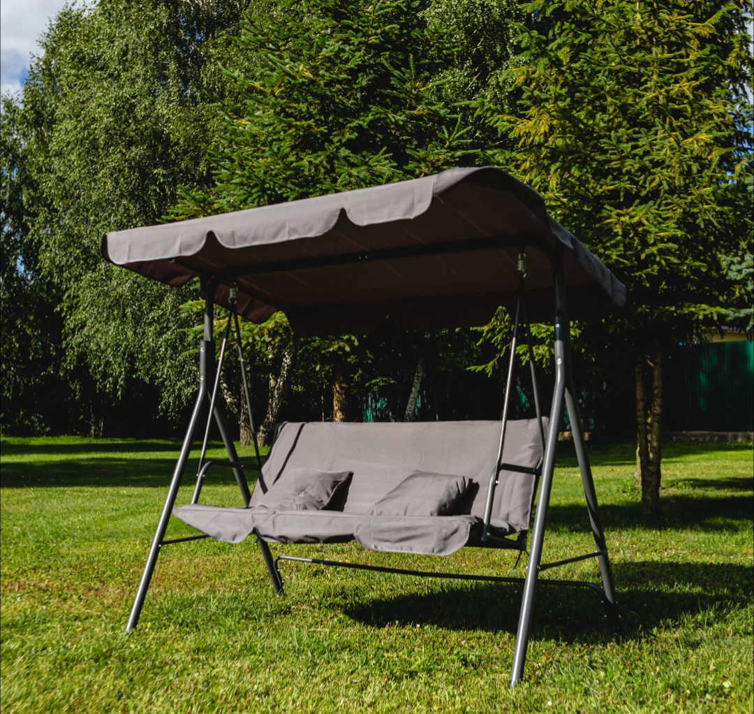 Качели LEOBRO с подушками 176х114х168 см Серый (HT182D2 GREY) - фото 1