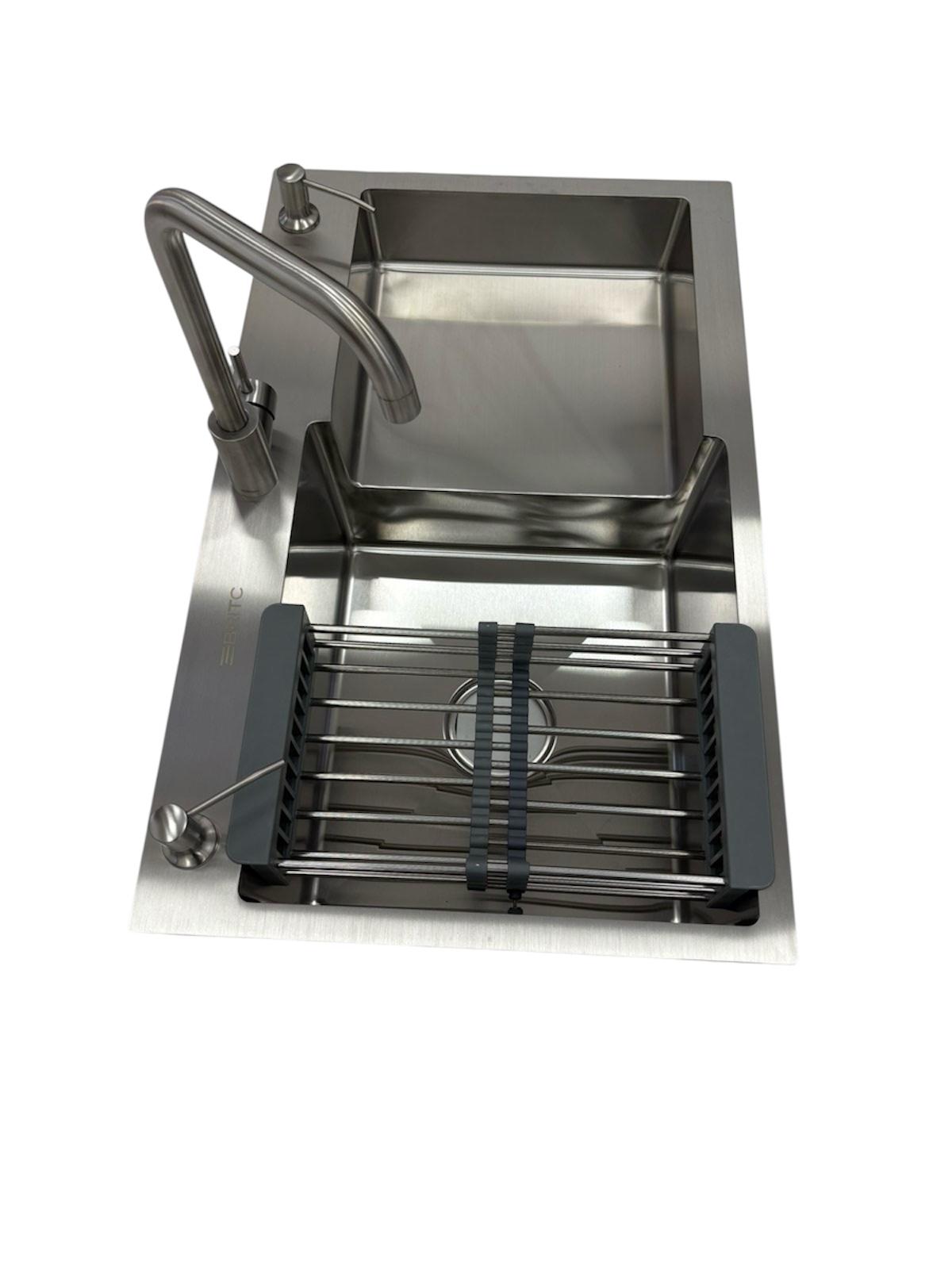 Мийка кухонна Britc 7848 см LB ліва та змішувач з нержавіючої сталі Сірий Мийка кухонна Britc 7848 см LB ліва та змішувач з нержавіючої сталі Сірий