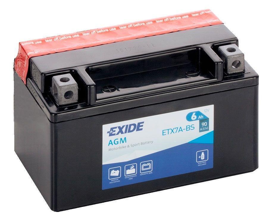 Акумулятор мото EXIDE AGM 6СТ-6 Ah Аз 12V 90А EN ETX7A-BS (90475)