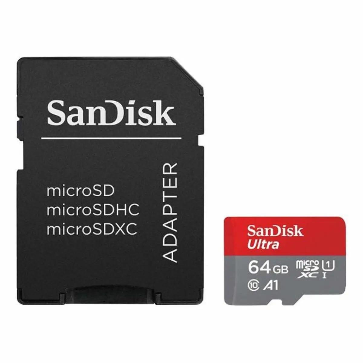 Карта памяти SanDisk UHS-1 Ultra class 10 A1 microSDXC 64Gb 140Mb/s для телефона+SD адаптер (2562855167)