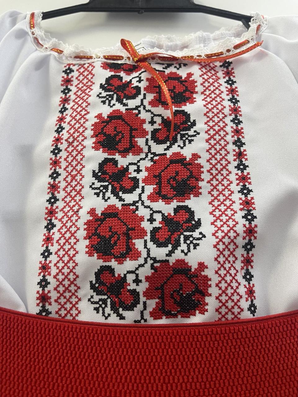 Костюм вышиванка для девочки 104 см Белый/Красный - фото 7 Костюм вышиванка для девочки 104 см Белый/Красный - фото 7