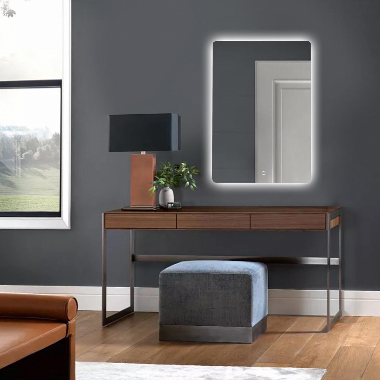 Зеркало безрамное Art-Com с закругленными углами с LED подсветкой 660х460 мм (БРЛ 4 Д)