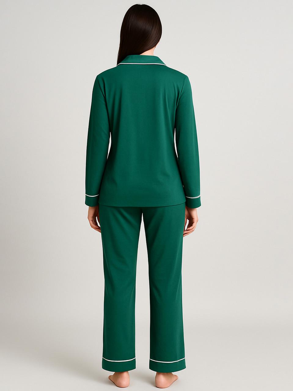 Піжама жіноча Roksana сорочка/штани з білим кантом S Зелений (1245/16915) - фото 2