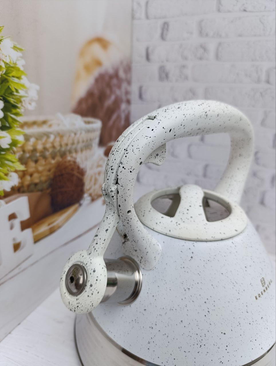 Чайник со свистком Edenberg EB-8827-W из нержавеющей стали 3 л Белый (EB-8827-W) - фото 2