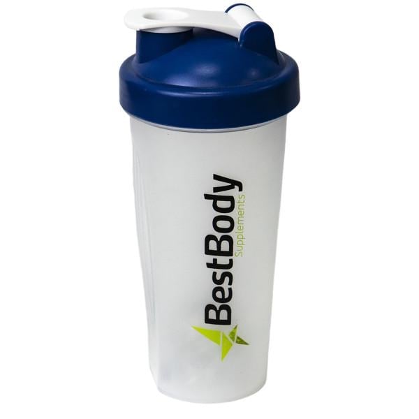 Шейкер спортивный Helios Best Body из пластика с шариком 600 мл Бело-синий (124-125-sh-НЬІц-600)