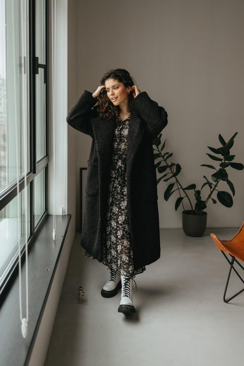 Пальто-шуба жіноче з еко-букле L-XL Чорний (2738197124) - фото 5 Пальто-шуба жіноче з еко-букле L-XL Чорний (2738197124) - фото 5