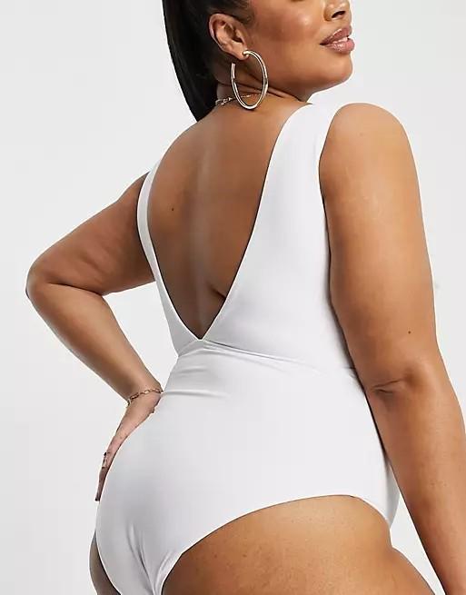 Сдельный купальник Asos 10055 с рюшей 3XL р. 52 Белый - фото 4