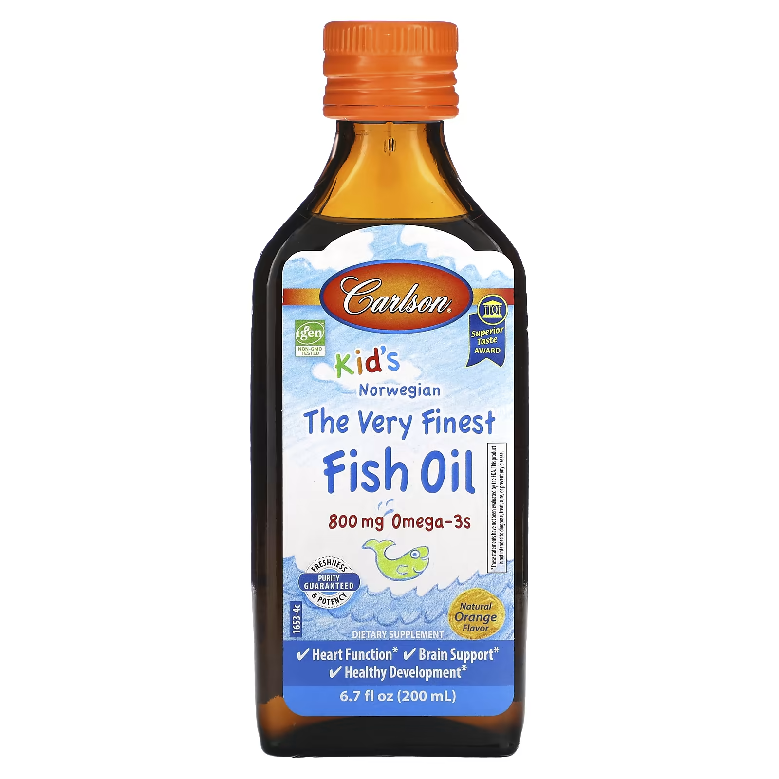 Жир рыбий Carlson Kid's Norwegian для детей вкус апельсина 200 мл Жир рыбий Carlson Kid's Norwegian для детей вкус апельсина 200 мл