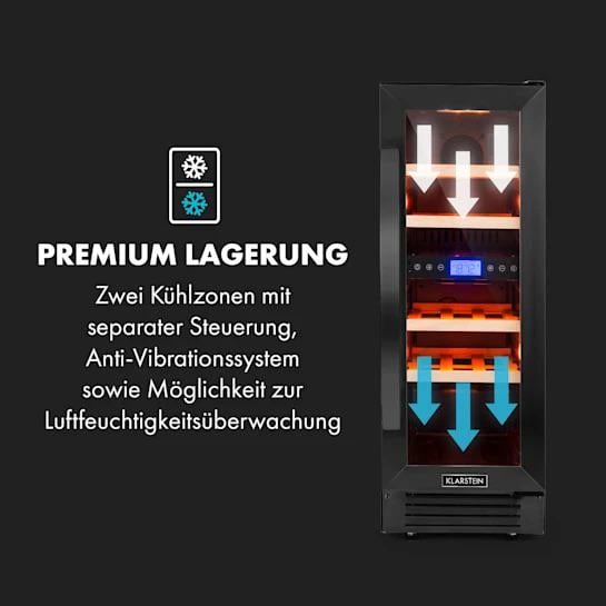 Холодильник для вина Klarstein Vinovill17 Built-In Duo 2 зонні скляні двері 53 л 17 пляшок - фото 5