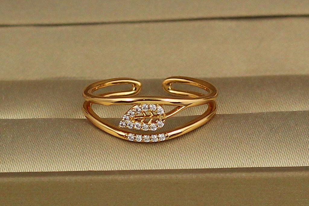 Кольцо Xuping Jewelry раздвижное с листиком р. 18+ Золотистый (1494163279)
