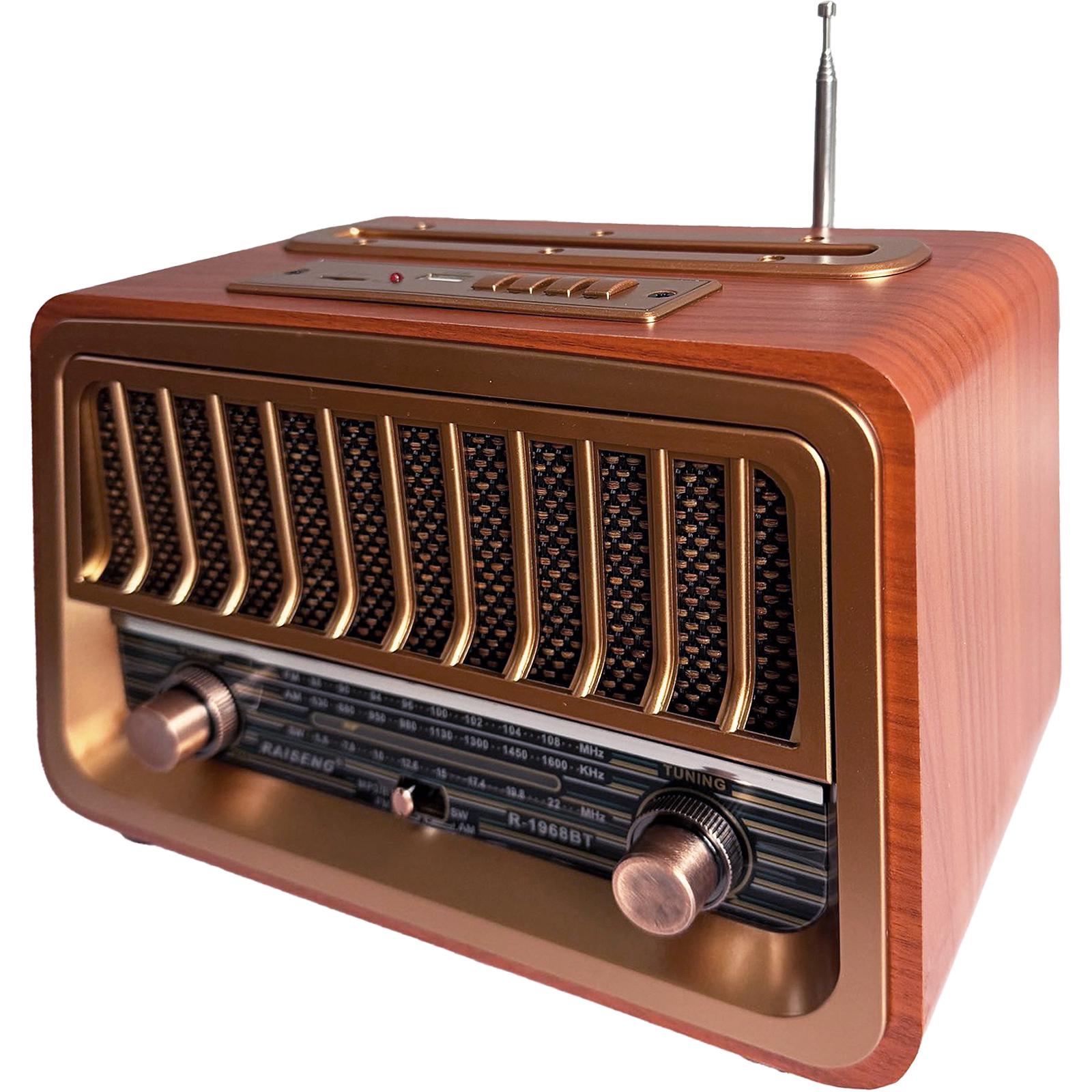 Радиоприемник винтажный RAISENG R-1969BT Ретро AM/FM/SW Bluetooth USB-зарядка и аккумулятором Gold Wood (24086813) - фото 3 Радиоприемник винтажный RAISENG R-1969BT Ретро AM/FM/SW Bluetooth USB-зарядка и аккумулятором Gold Wood (24086813) - фото 3
