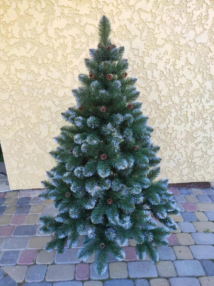 Штучна ялинка Елітна з шишками та підставкою 1,50 м Темно-зелений/Білий (NYT15317) - фото 6 Штучна ялинка Елітна з шишками та підставкою 1,50 м Темно-зелений/Білий (NYT15317) - фото 6