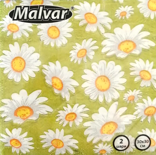 Салфетка Malvar Ромашки двухслойная 30х30 см 40 шт. (12607)