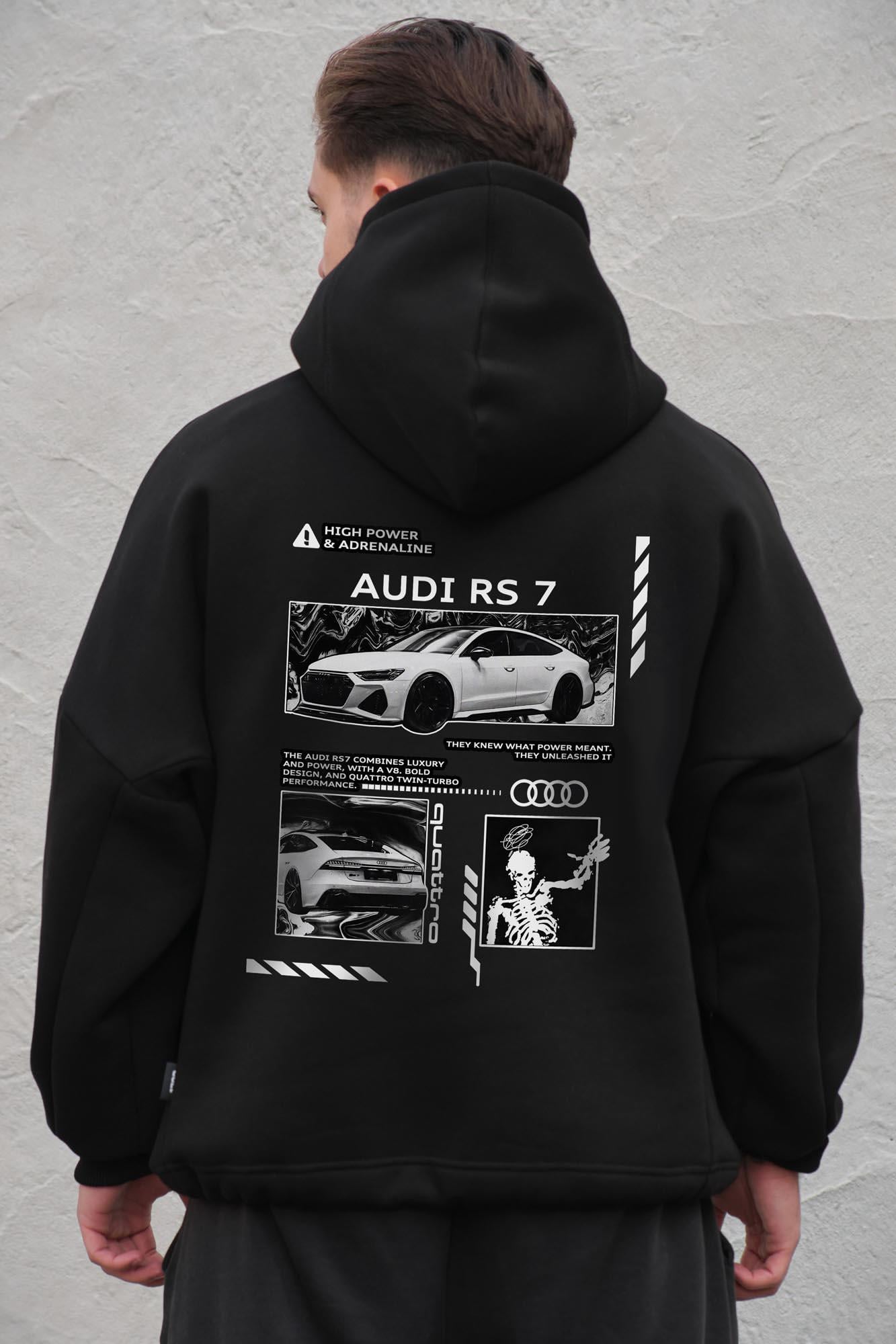 Худи на флисе с капюшоном и принтом оверсайз Without Audi RS7 One size Black (8056463 8056464)